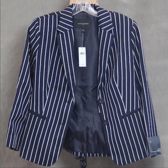 Banana Republic Navy Striped 2 Button Fitted Blazer - Picture 3 of 13